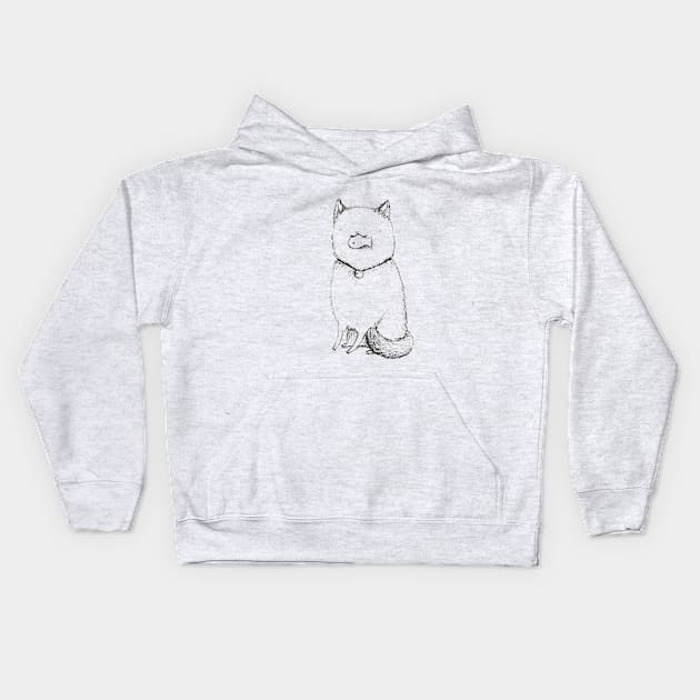 Kitty With A Fish Cracker Kids Hoodie by Sophie Corrigan